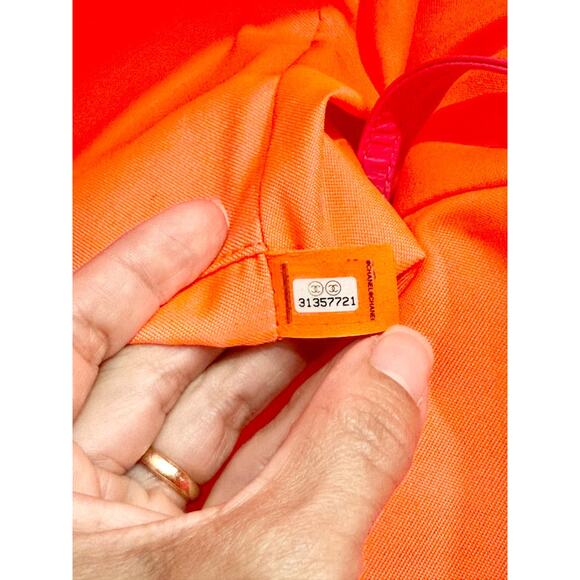 Chanel Deauville Extra Large Neon Pink/Orange  Canvas Tote Shopper Bag - Picture 10 of 16